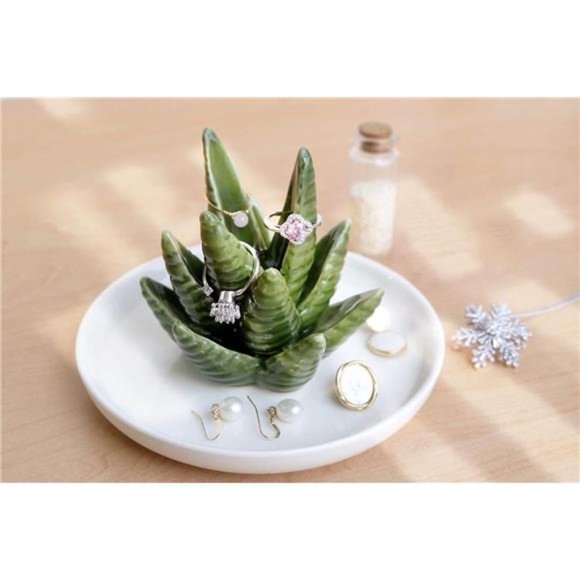 Aloe Ring Holder,Cactus Ring Dish,Jewelry Holder Trinket Tray forJewelery - Picture 4 of 6